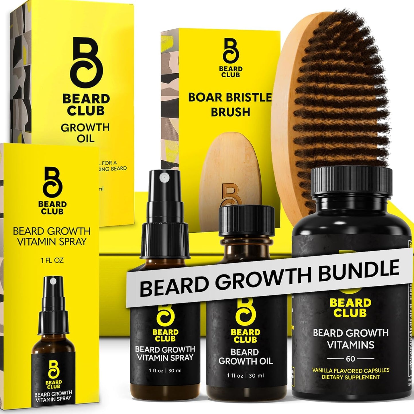 Beard Club Beard Care Kit - Grooming Essentials for a Healthier, Stylish Beard - Straight Edge Razor, Shampoo, Cedar Balm, Oil, and Boar Bristle Brush
