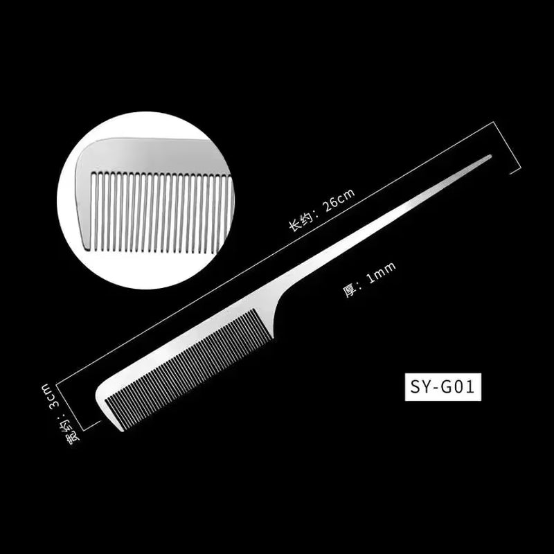 Ultra-Thin Titanium Steel Stainless Steel Hairdressing Comb Men Hair Styling Point-Tail Combs Profissional Hairbrush