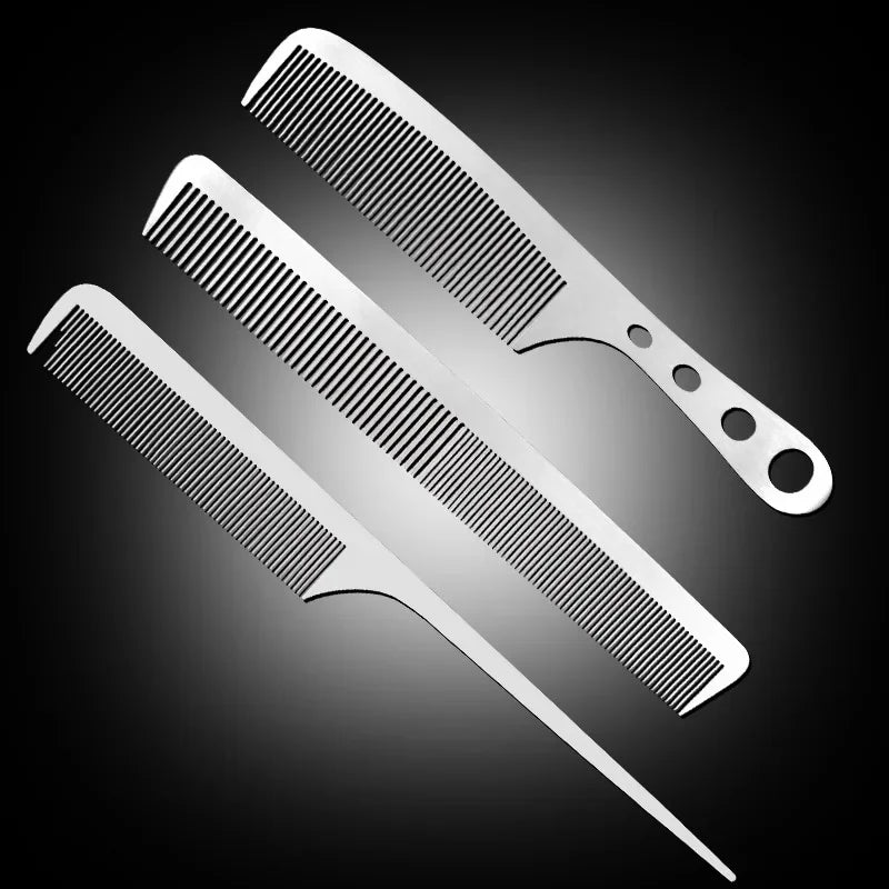 Ultra-Thin Titanium Steel Stainless Steel Hairdressing Comb Men Hair Styling Point-Tail Combs Profissional Hairbrush