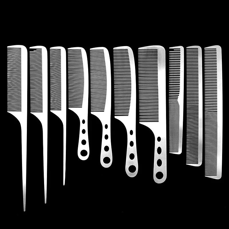 Ultra-Thin Titanium Steel Stainless Steel Hairdressing Comb Men Hair Styling Point-Tail Combs Profissional Hairbrush